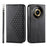 Leather Phone Case for Realme 11 Pro 5G Anti-fall Imprinted Rhombus Pattern Wallet Stand Cover - Black - 1