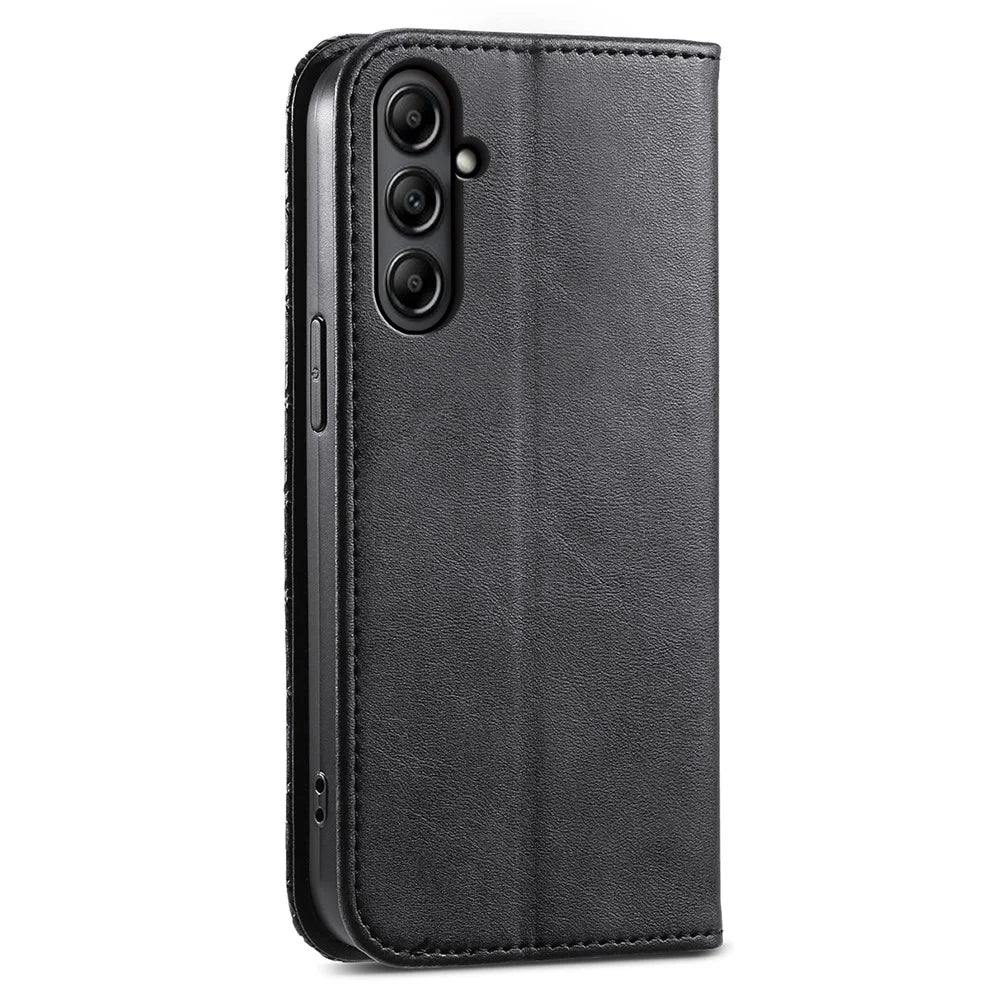 For Samsung Galaxy A25 5G (Global) (161.0 x 76.5 x 8.3mm) Leather Phone Case Imprinted Rhombus Pattern Wallet Stand Drop Resistant Cover - Black - 7