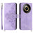 Leather Phone Case for Realme 11 Pro 5G , Imprinted Flower Foldable Stand Wallet Cover with Wrist Strap + Shoulder Strap - Light Purple - 1