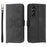 For Samsung Galaxy A25 5G (Global) (161.0 x 76.5 x 8.3mm) Leather Case Stand Wallet with Strap - Black - 1