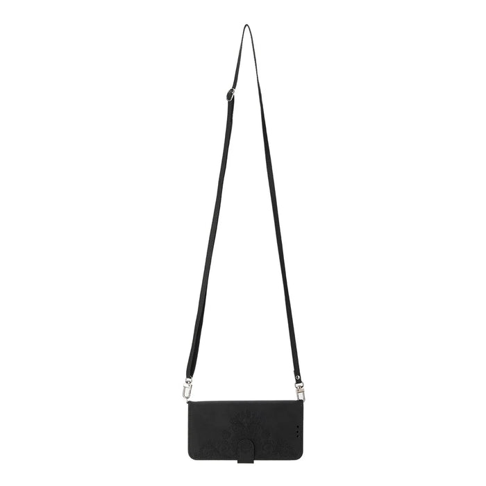 For Samsung Galaxy A25 5G (Global) (161.0 x 76.5 x 8.3mm) Leather Case Stand Wallet with Strap - Black - 2