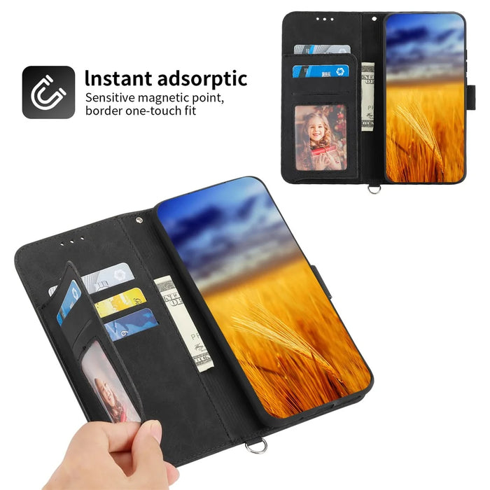For Samsung Galaxy A25 5G (Global) (161.0 x 76.5 x 8.3mm) Leather Case Stand Wallet with Strap - Black - 4