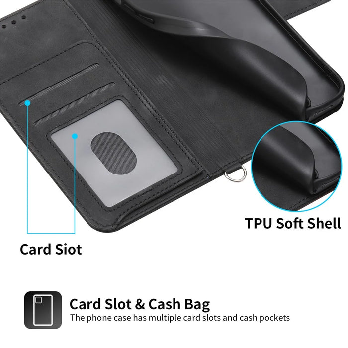 For Samsung Galaxy A25 5G (Global) (161.0 x 76.5 x 8.3mm) Leather Case Stand Wallet with Strap - Black - 7