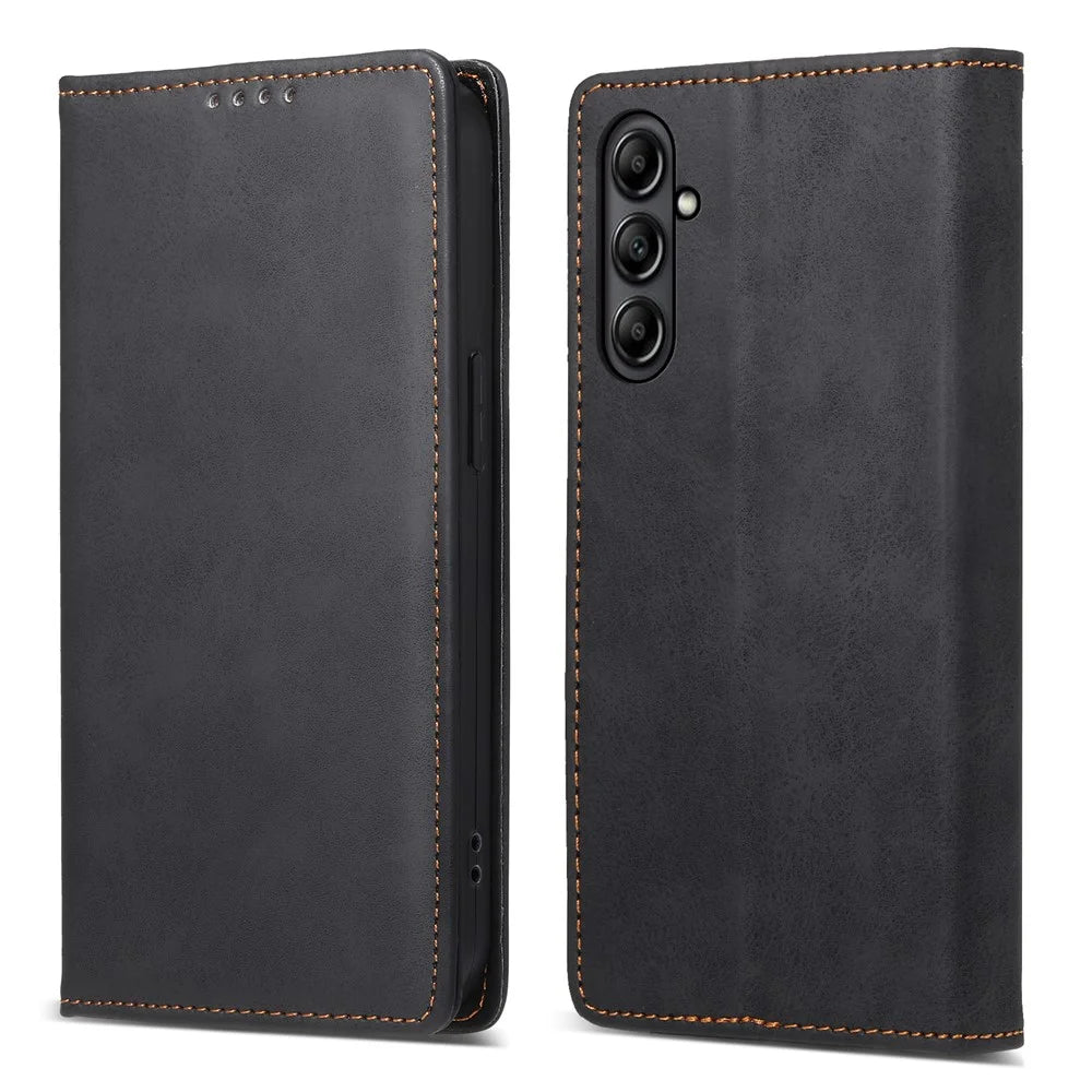 DF-05 For Samsung Galaxy A25 5G (Global) (161.0 x 76.5 x 8.3mm) RFID Blocking Wallet Phone Case PU Leather Stand Phone Cover - Black - 1