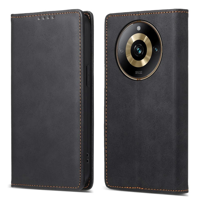 DF-05 For Realme 11 Pro 5G RFID Blocking Phone Leather Case Stand Wallet Phone Cover - Black - 1