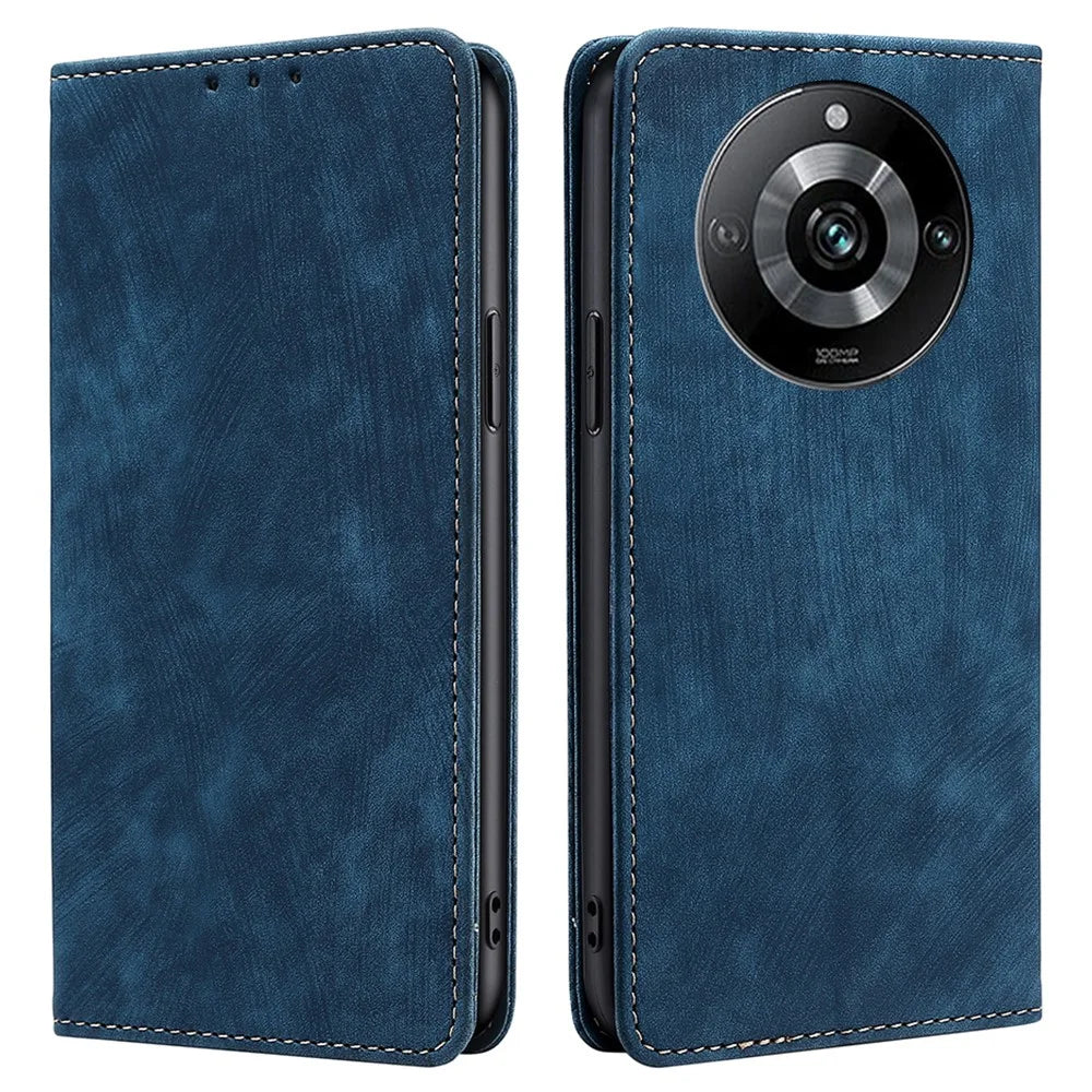 For Realme 11 Pro+ 5G / 11 Pro 5G Wallet Phone Case Leather Stand Anti-drop Cover with RFID Blocking Function - Blue - 1