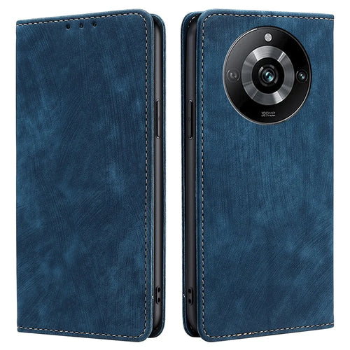 For Realme 11 Pro+ 5G / 11 Pro 5G Wallet Phone Case Leather Stand Anti-drop Cover with RFID Blocking Function - Blue - 1