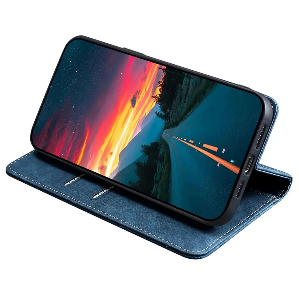 For Realme 11 Pro+ 5G / 11 Pro 5G Wallet Phone Case Leather Stand Anti-drop Cover with RFID Blocking Function - Blue - 3