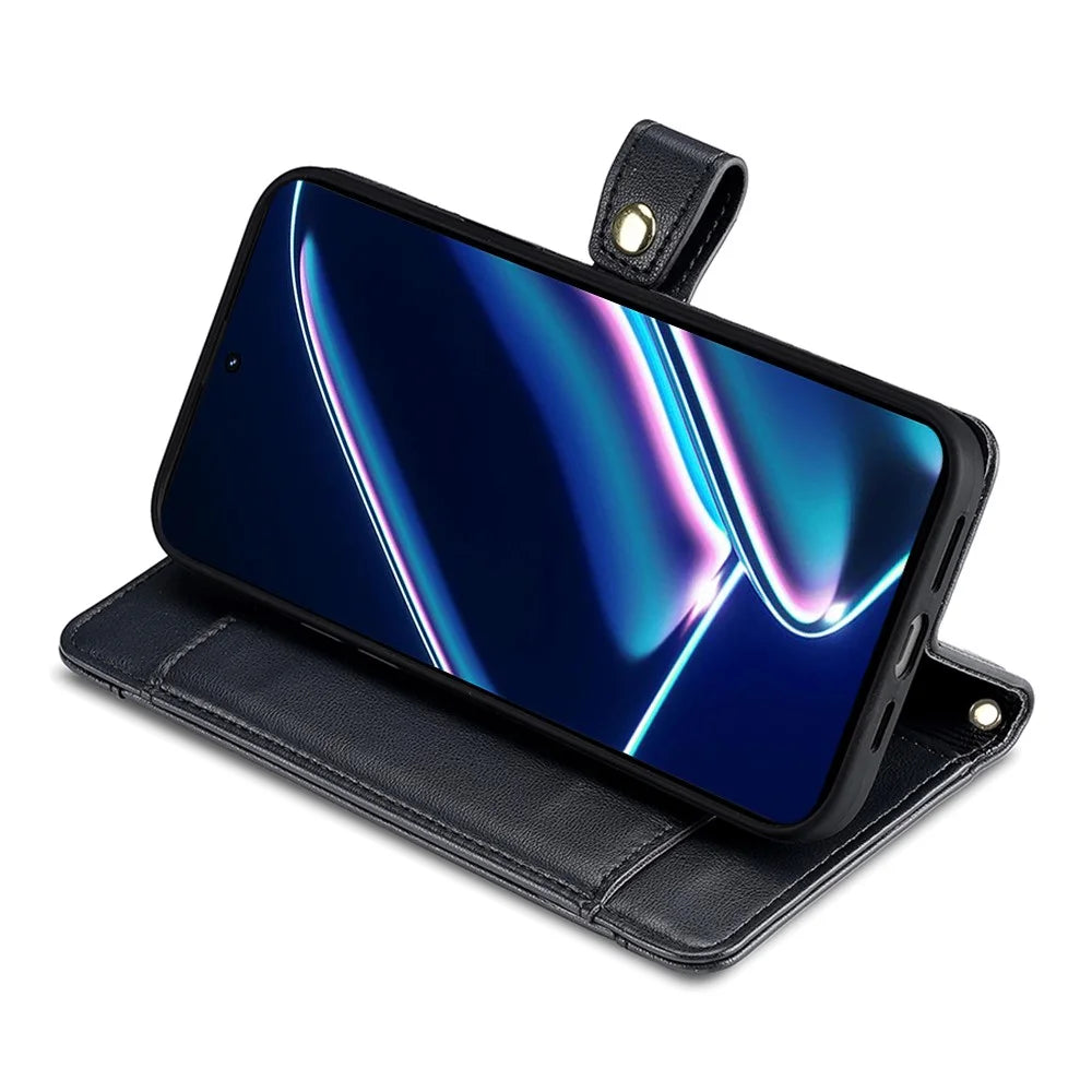 For Realme 11 Pro+ 5G / 11 Pro 5G Zipper Pocket Phone Case Multiple Card Slots Leather Cover with Straps - Black - 3