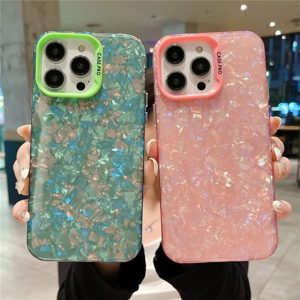 Shell Texture Acrylic PC Phone Case for iPhone 15 Pro Max Anti-Drop Shockproof Phone Cover - Pink - 2