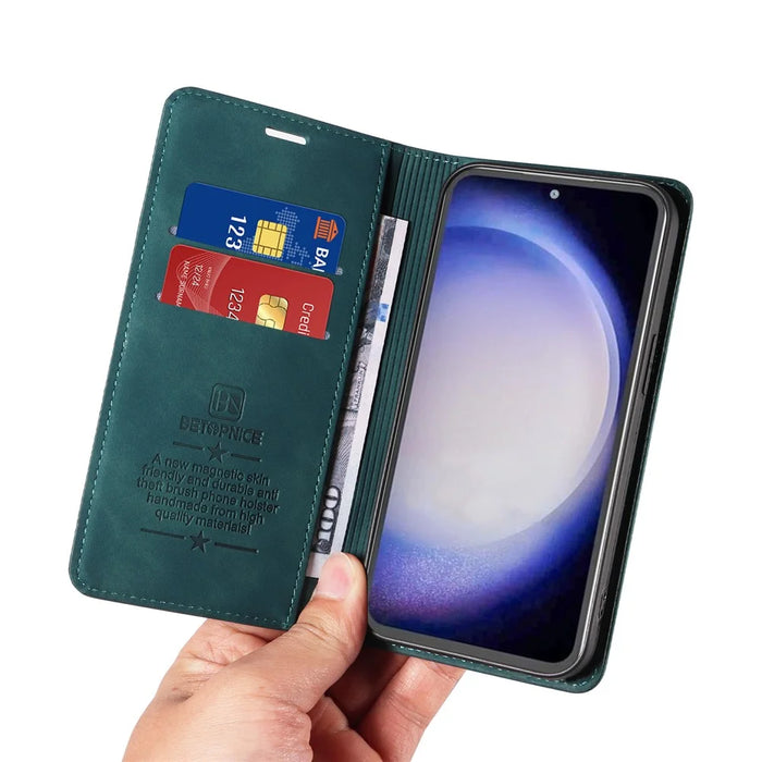 BETOPNICE 003 Stand Phone Case For Samsung Galaxy S23 FE PU Leather Flip Cover RFID Blocking Wallet - Green - 6