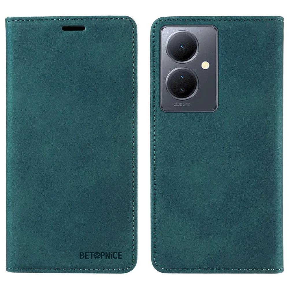 BETOPNICE 003 For vivo Y78 5G / Y78+ 5G RFID Blocking Flip Stand Cover Wallet PU Leather Shell Phone Case - Green - 1