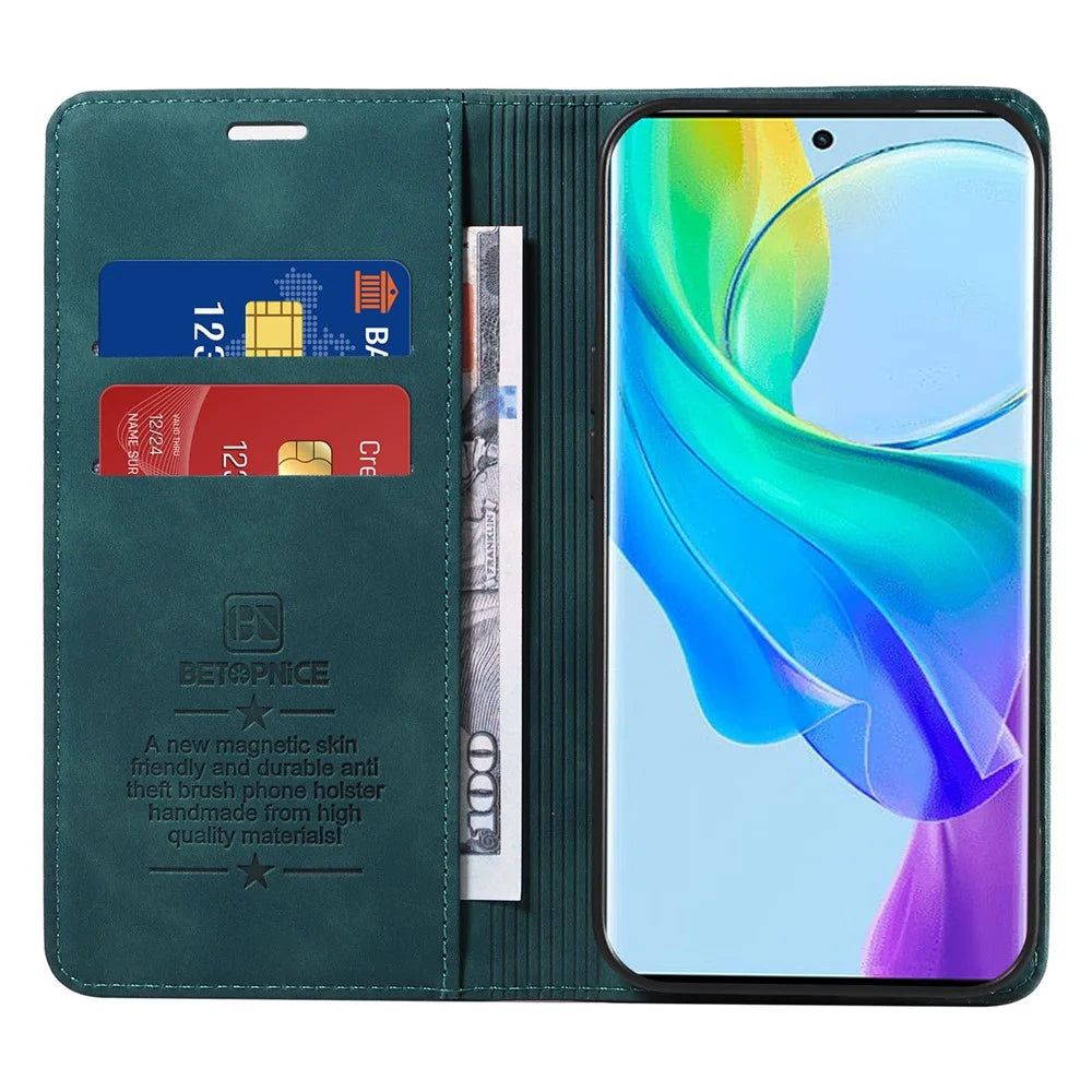 BETOPNICE 003 For vivo Y78 5G / Y78+ 5G RFID Blocking Flip Stand Cover Wallet PU Leather Shell Phone Case - Green - 2
