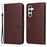 For Samsung Galaxy S23 FE Shockproof Flip Phone Shell PU Leather Wallet Phone Case Stand Calf Texture Cover - Brown - 1