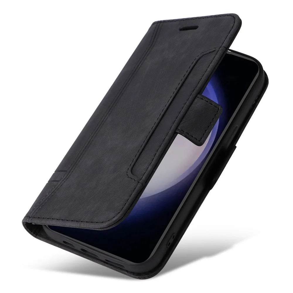 BETOPNICE 001 For Samsung Galaxy S23 FE TPU + PU Leather Phone Case Shockproof Stand Wallet Cover - Black - 5