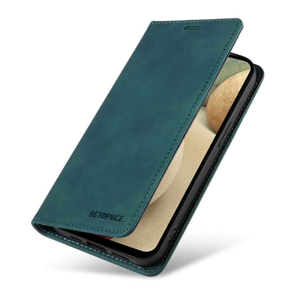 BETOPNICE 003 For Samsung Galaxy A12 / M12 / F12 PU Leather Flip Cover Stand Phone Case RFID Blocking Wallet - Green - 7