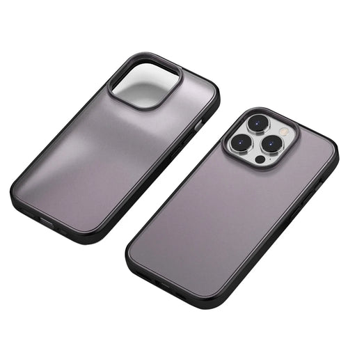 Phantom Series for iPhone 14 Pro Shockproof Phone Case TPU + PC Translucent Matte Cover - Dark Purple - 1