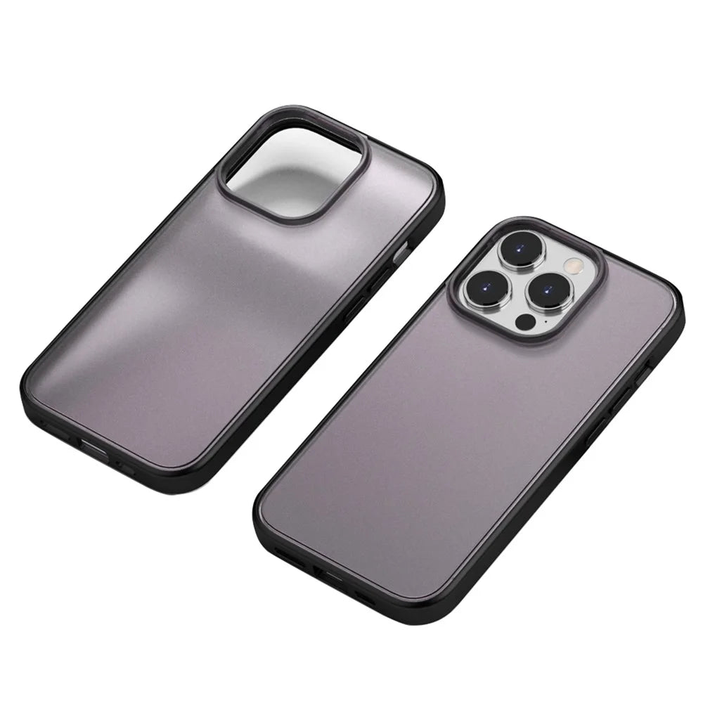 Phantom Series for iPhone 14 Pro Shockproof Phone Case TPU + PC Translucent Matte Cover - Dark Purple - 1