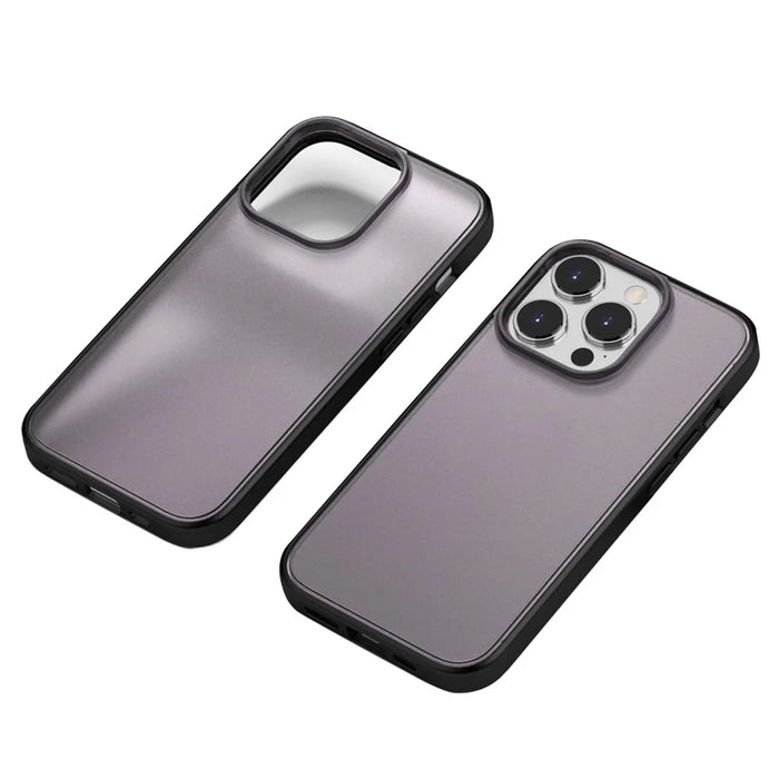 Phantom Series for iPhone 14 Pro Shockproof Phone Case TPU + PC Translucent Matte Cover - Dark Purple - 1