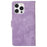 For iPhone 15 Pro Max Phone Case Zipper Pocket Splicing Style PU Leather Phone Cover with Multiple Card Slots - Purple - 7
