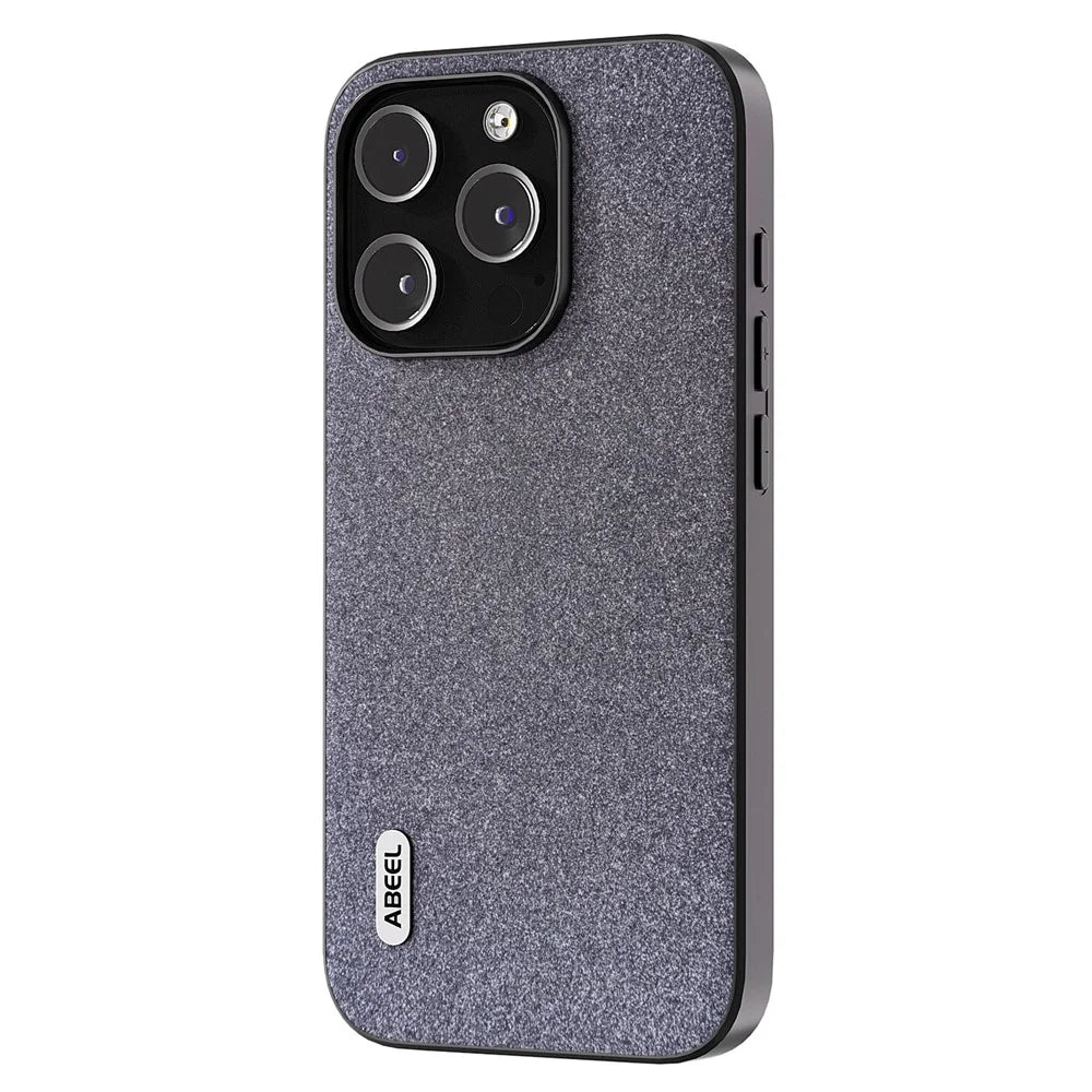 ABEEL For iPhone 14 Pro Glitter Phone Case PU Leather Coated TPU Anti-scratch Cover - Black - 2