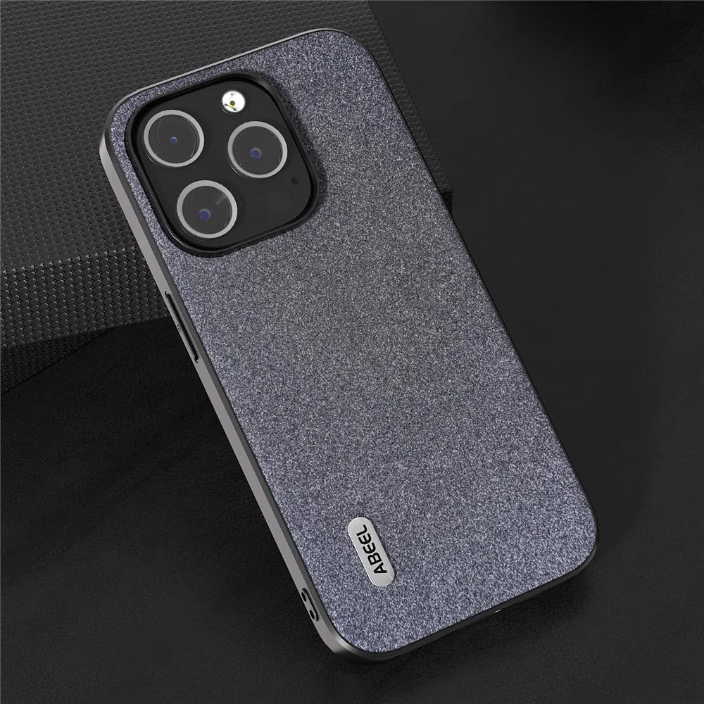 ABEEL For iPhone 14 Pro Glitter Phone Case PU Leather Coated TPU Anti-scratch Cover - Black - 4
