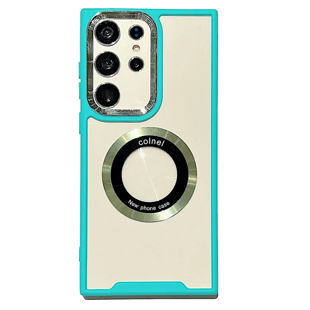 Magnetic Case for Samsung Galaxy S23 Ultra , PC + TPU Dual-Layer Design Protective Phone Cover - Green - 1