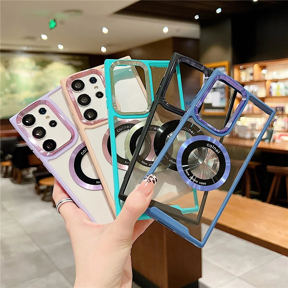 Magnetic Case for Samsung Galaxy S23 Ultra , PC + TPU Dual-Layer Design Protective Phone Cover - Green - 4