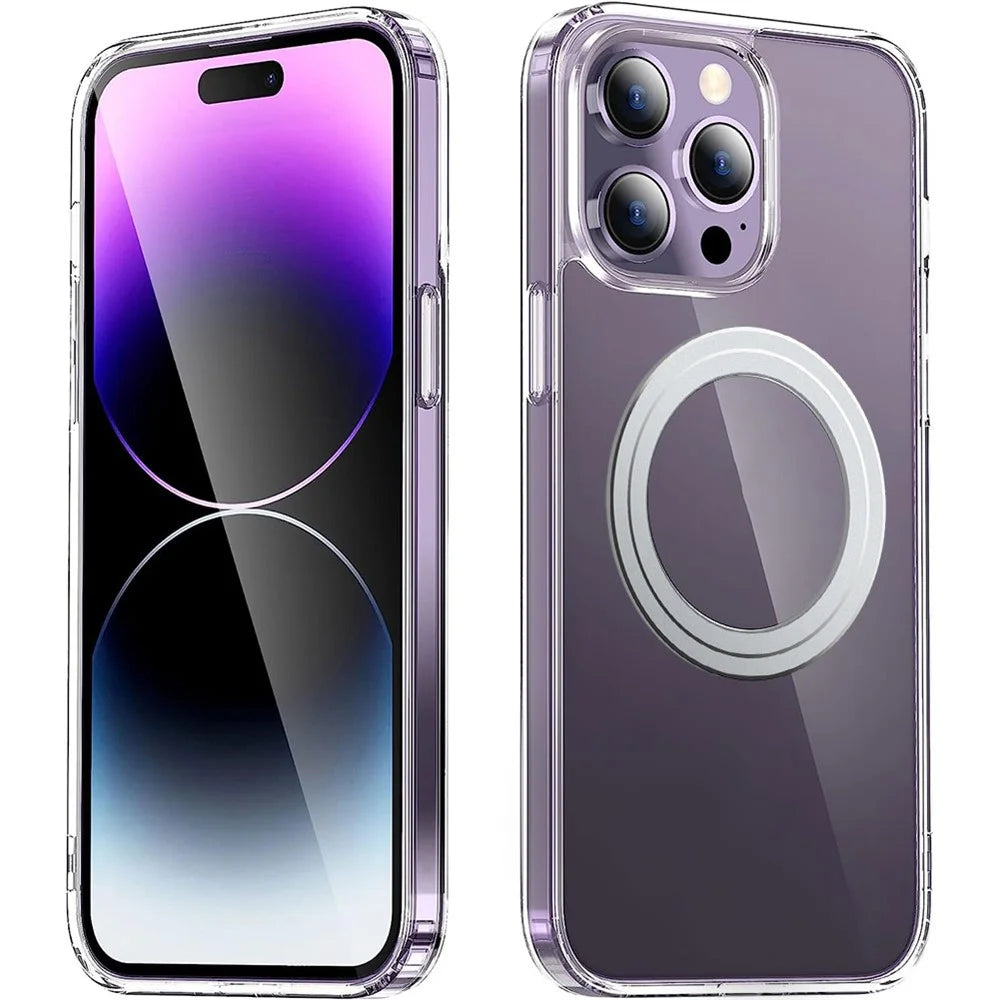 Magnetic Clear Case for iPhone 14 Pro Max Compatible with MagSafe TPU + PC Drop Protection Phone Cover - Transparent - 1