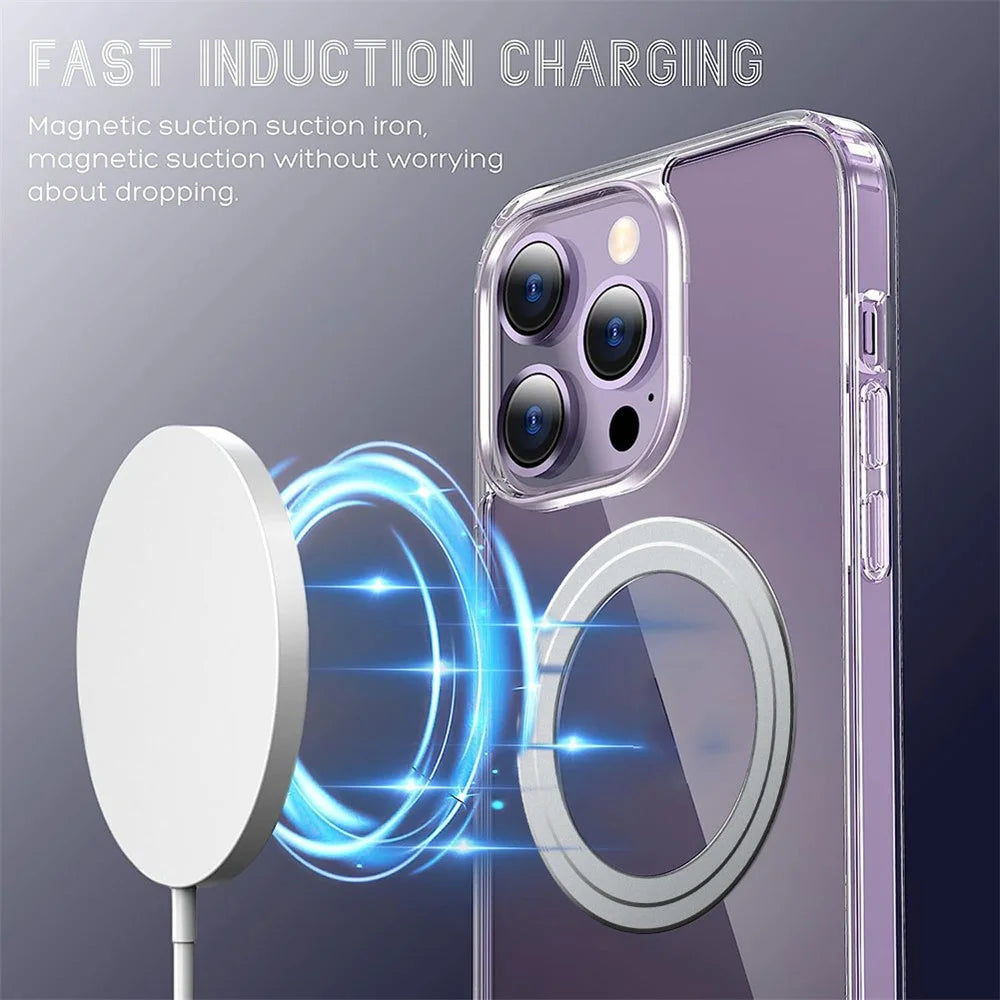 Magnetic Clear Case for iPhone 14 Pro Max Compatible with MagSafe TPU + PC Drop Protection Phone Cover - Transparent - 3