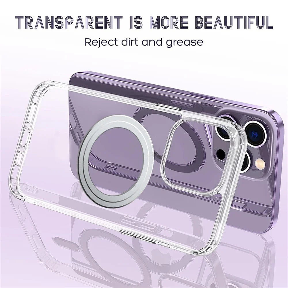 Magnetic Clear Case for iPhone 14 Pro Max Compatible with MagSafe TPU + PC Drop Protection Phone Cover - Transparent - 4