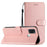 Silk Texture Case for Samsung Galaxy A21s Folio Flip Leather Wallet Stand Shell with Hand Strap - Rose Gold - 7