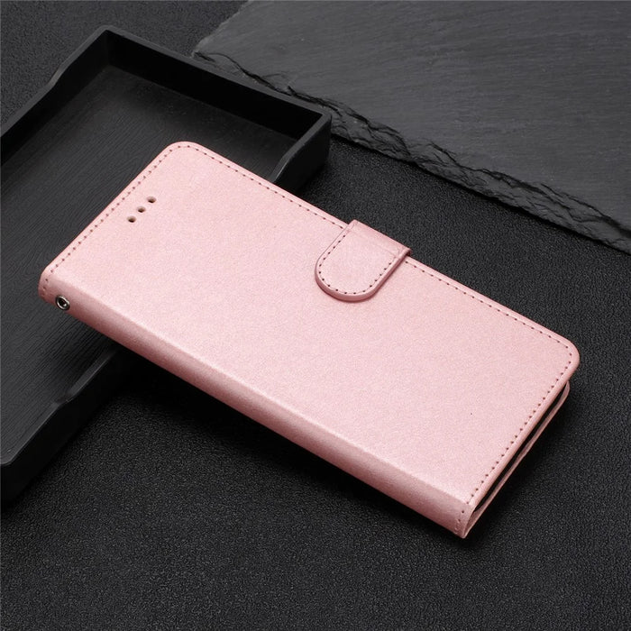 Impact Resistant Case for Samsung Galaxy S21 Ultra 5G Silk Texture Leather Wallet Stand Shell with Hand Strap - Rose Gold - 6