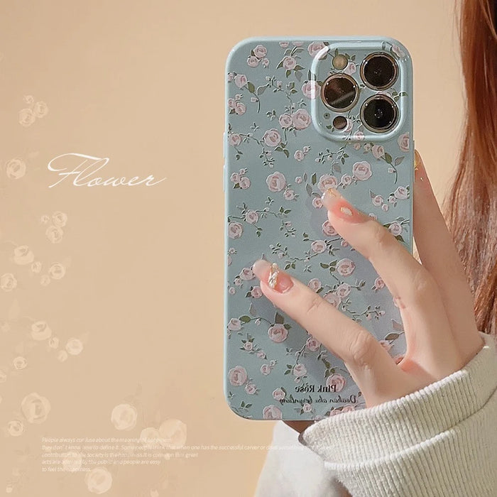 For iPhone 13 Pro Max Protective Phone Case Retro Flower Pattern Soft TPU Phone Back Cover - Beige - 3