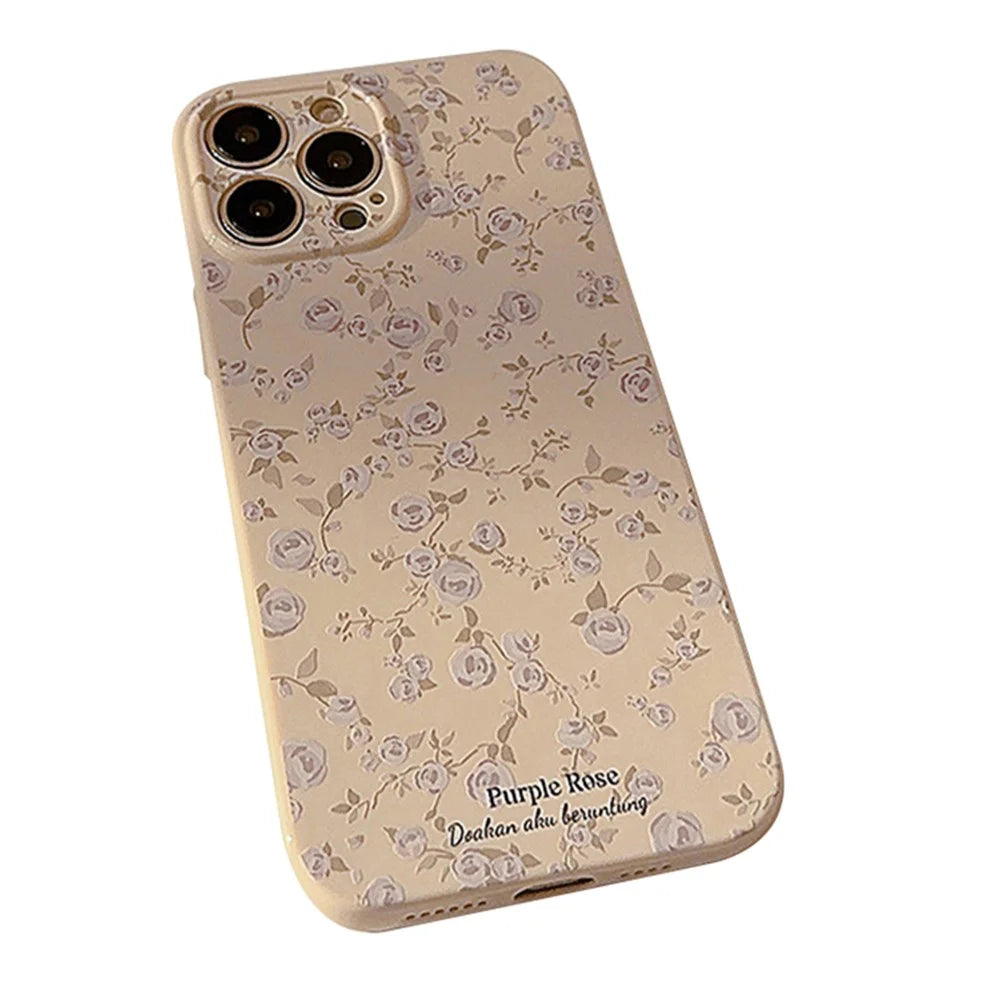 For iPhone 14 Pro Max Soft TPU Phone Case Retro Flower Pattern Protective Phone Cover - Beige - 1