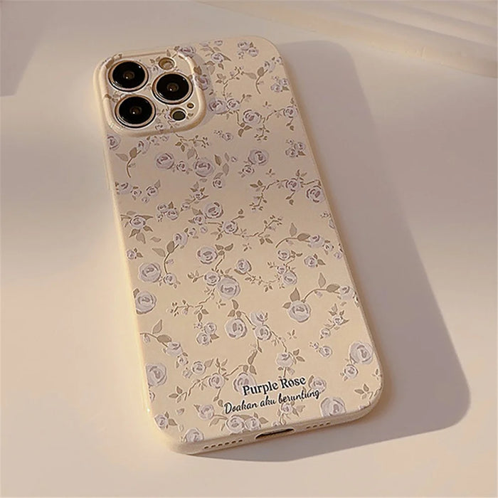 For iPhone 14 Pro Max Soft TPU Phone Case Retro Flower Pattern Protective Phone Cover - Beige - 2