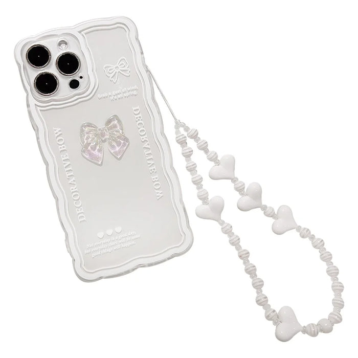 Crystal Clear Phone Case for iPhone 12 Pro , Flexible TPU Phone Cover Bowknot Decor Shell with Wrist Strap - 1