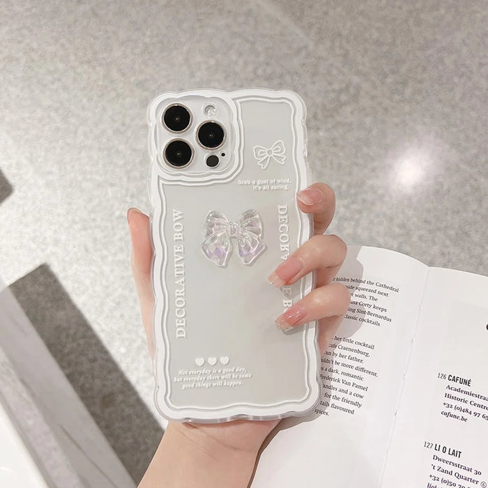Crystal Clear Phone Case for iPhone 12 Pro , Flexible TPU Phone Cover Bowknot Decor Shell with Wrist Strap - 7