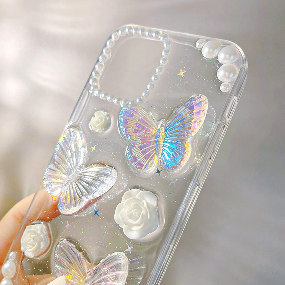 Protective Phone Cover for iPhone 12 mini , 3D Butterfly Flower Decor TPU Phone Back Case - 4