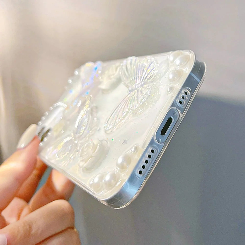 Protective Phone Cover for iPhone 12 mini , 3D Butterfly Flower Decor TPU Phone Back Case - 5