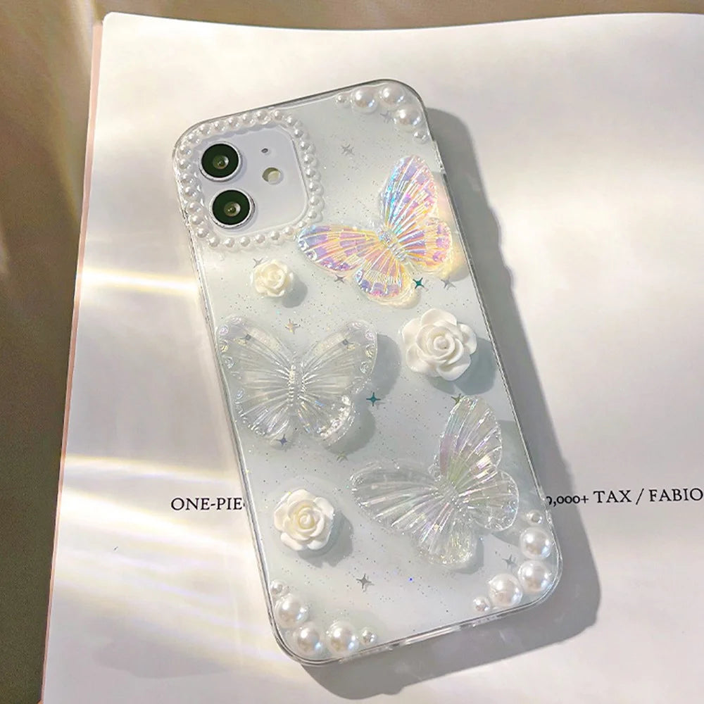 Protective Phone Cover for iPhone 12 mini , 3D Butterfly Flower Decor TPU Phone Back Case - 7