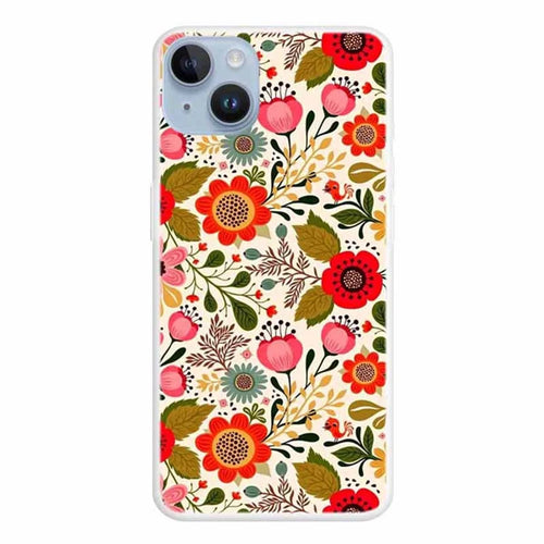For iPhone 15 Pattern Printing Phone Case Shockproof Slim Fit TPU Cover - Colorful Flowers - 1