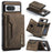 DG.MING M2 Series for Google Pixel 8 Magnetic Detachable Back Cover Leather Coated PC+TPU Kickstand Wallet Phone Case - Coffee - 1