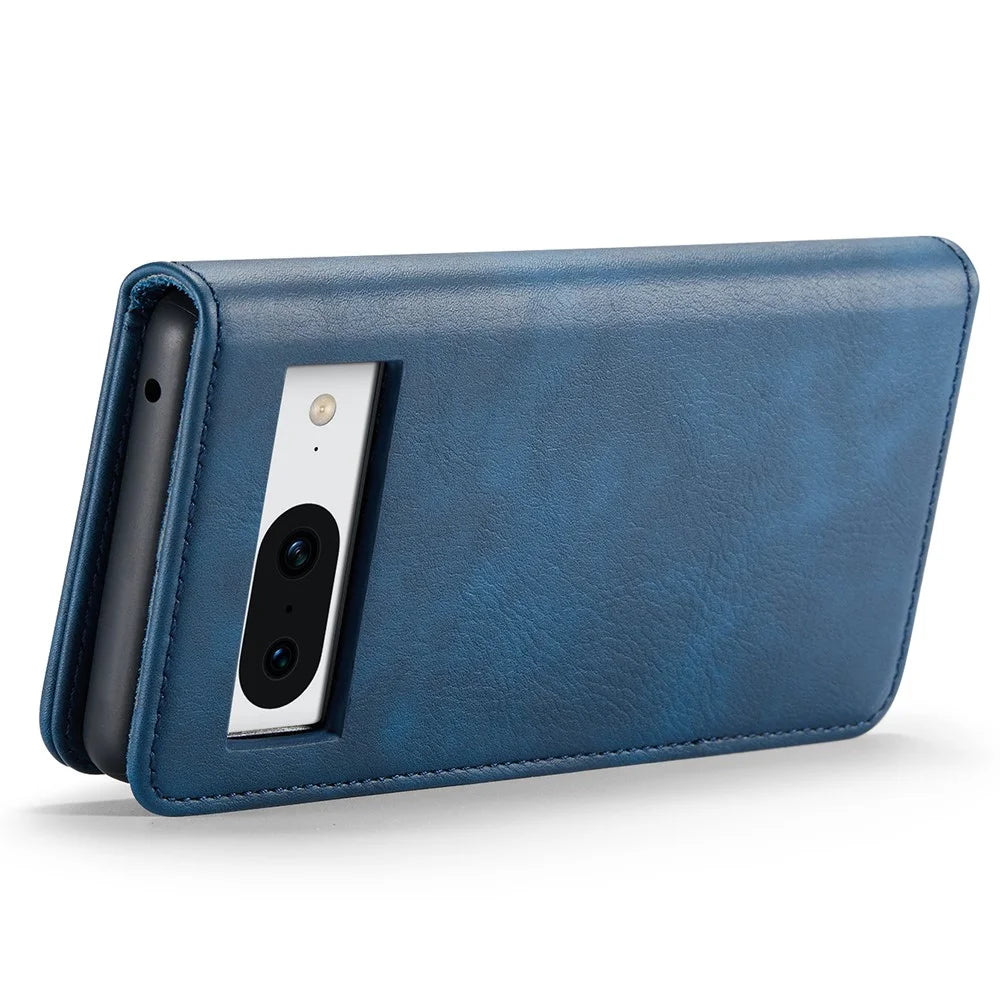 DG.MING For Google Pixel 8 Detachable Magnetic Phone Case Drop Proof Split Leather Wallet Stand Cover - Blue - 3