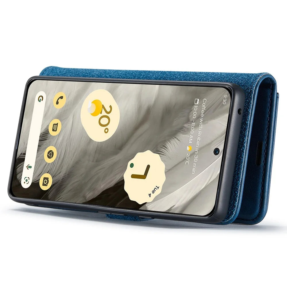 DG.MING For Google Pixel 8 Detachable Magnetic Phone Case Drop Proof Split Leather Wallet Stand Cover - Blue - 4