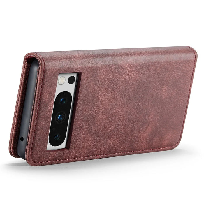 DG.MING For Google Pixel 8 Pro Detachable Magnetic Phone Case Anti-scratch Split Leather Wallet Stand Cover - Red - 3