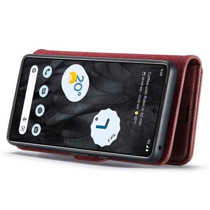 DG.MING For Google Pixel 8 Pro Detachable Magnetic Phone Case Anti-scratch Split Leather Wallet Stand Cover - Red - 4