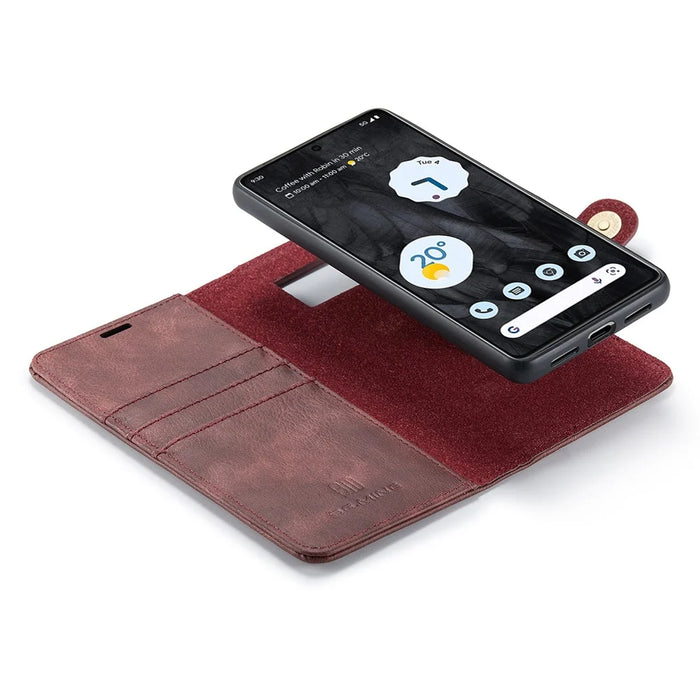 DG.MING For Google Pixel 8 Pro Detachable Magnetic Phone Case Anti-scratch Split Leather Wallet Stand Cover - Red - 5
