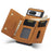 DG.MING M1 Series For Google Pixel 8 Magnetic Wallet Kickstand Phone Case Anti-drop PC+TPU+Leather Coated Back Cover - Brown - 2