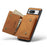 DG.MING M1 Series For Google Pixel 8 Magnetic Wallet Kickstand Phone Case Anti-drop PC+TPU+Leather Coated Back Cover - Brown - 4